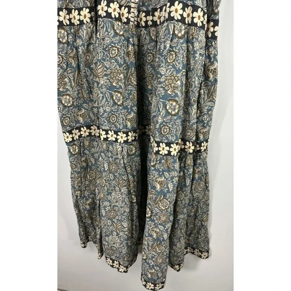 Natural Life Boho Floral Tiered Cotton Maxi Dress Button Front Midi Womens XL - Picture 6 of 14